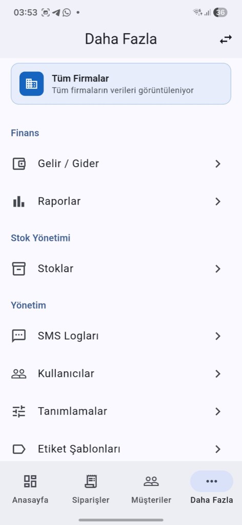 Daha Fazla menü